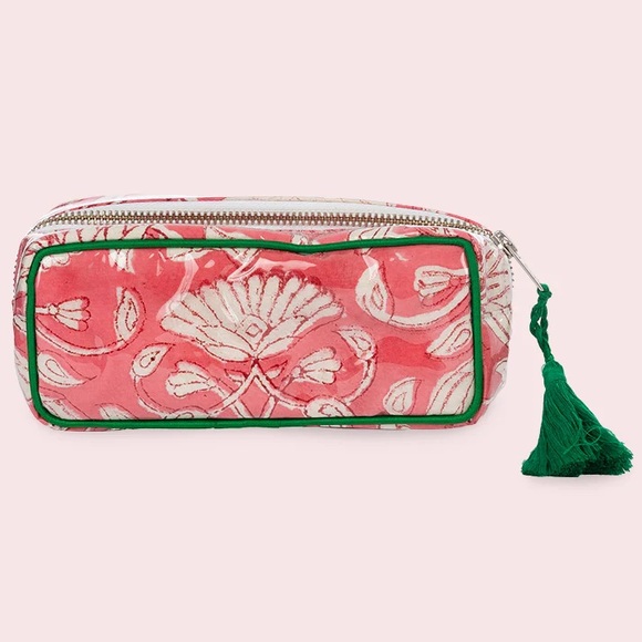 Floral Cosmetic Bag - Pink and Green - Picture 2 of 2